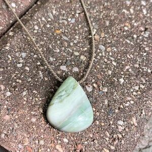 Tula Blue Rope Serpentine Stone Pendant ~17”